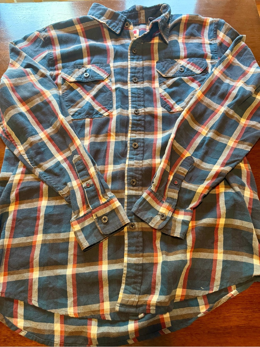 Men's Wrangler Blue Plaid Button-Up Flannel